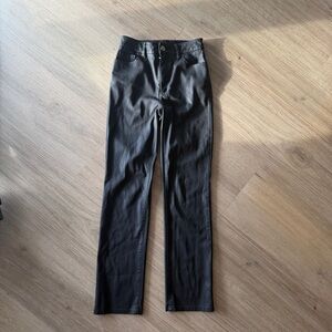 INC International Concepts Faux Leather Straight-Leg Pants | Black | Size 0